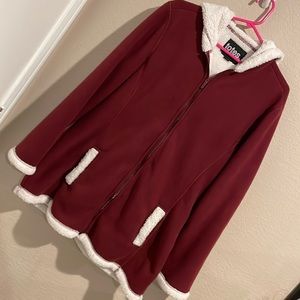 Totes Burgandy Fleece Zip up Jacket - M